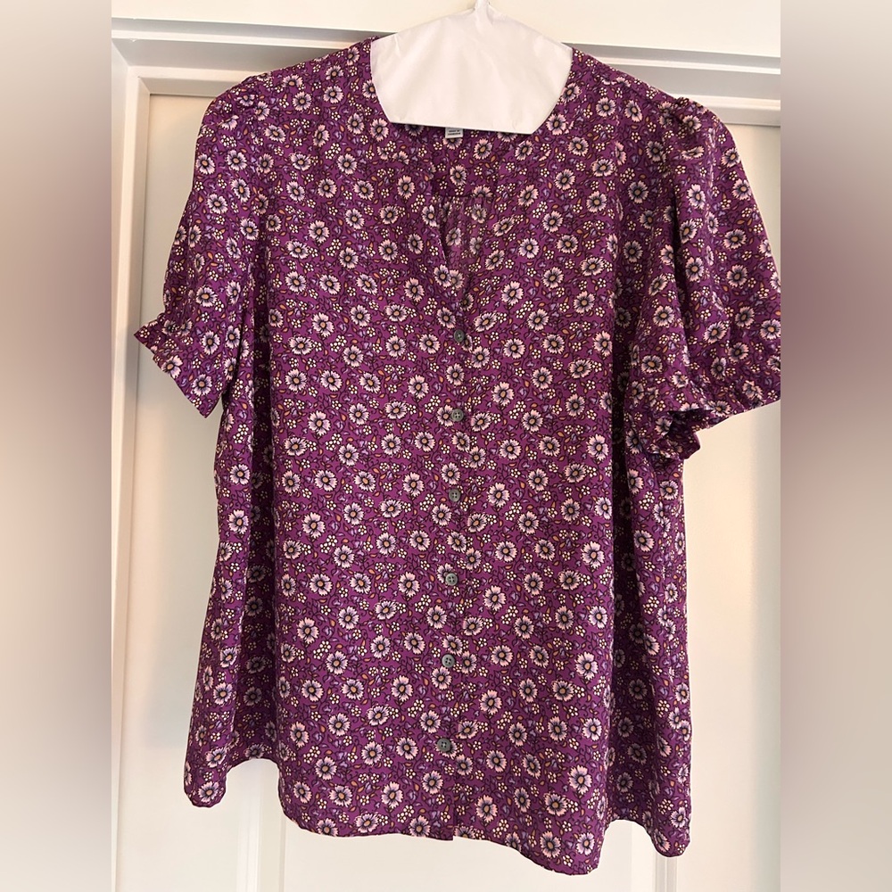 J. Crew Purple Floral Blouse